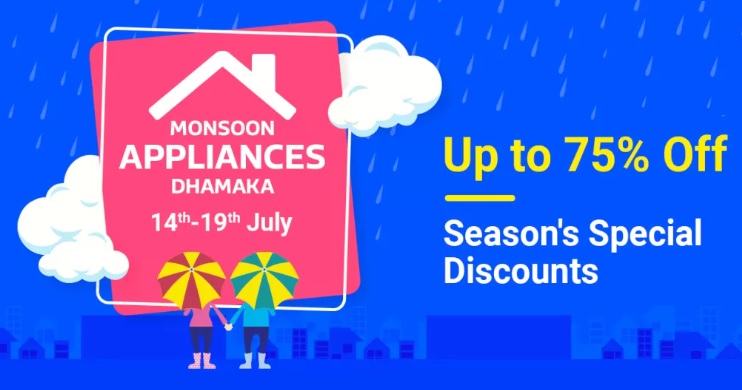 India Desire : Flipkart Monsoon Appliances Sale: Upto 75% Off On Large Home & Kitchen Appliances + Extra 10% Off With SBI Bank Cards [14th-19th July]